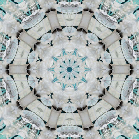 Colorful kaleidoscope art design abstract background with effect polygon circle ornament. Fractal...