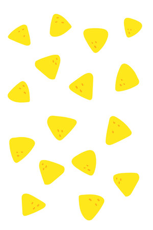 Tasty yellow crispy mexican nachos pattern. Vector flat Mexican food illustration for menu of cafe...