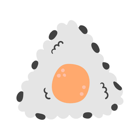 Onigiri vector illustration in flat style. Traditional japanese rice ball. Doodle design for menu, recipe, restaurant.のイラスト素材