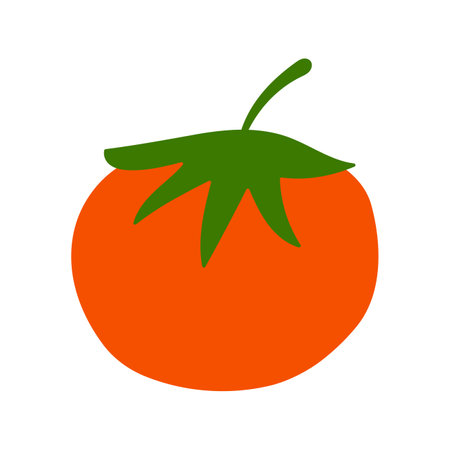 Red tomato doodle flat illustration isolated on white background. vector graphics designのイラスト素材