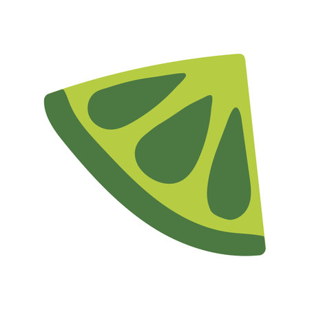 Green lime doodle flat illustration isolated on white background. vector graphics designのイラスト素材