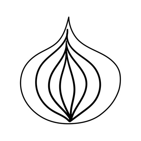 Onion doodle flat illustration isolated on white background. vector graphics designのイラスト素材