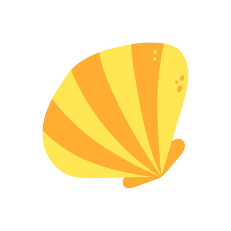 seashell flat vector cartoon color illustration. Shell icon on white backgroundのイラスト素材