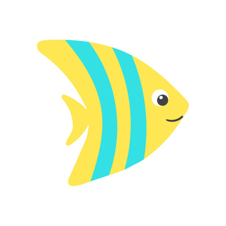 Vector sea fish cartoon illustration on white background. Colorful flat simple aquarium fish icon...
