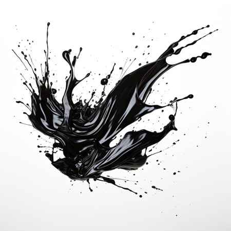 Grunge splash black ink on white background. Generative AI contentの素材