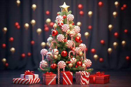 christmas tree with many different gifts. Generative AI contentの素材