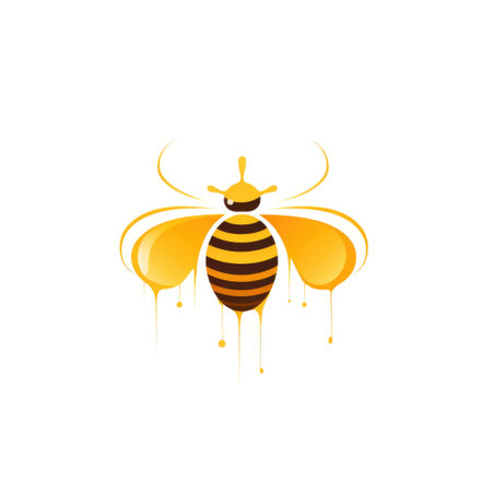 Simple graphic logo of bee on white background. Minimalistic designの素材