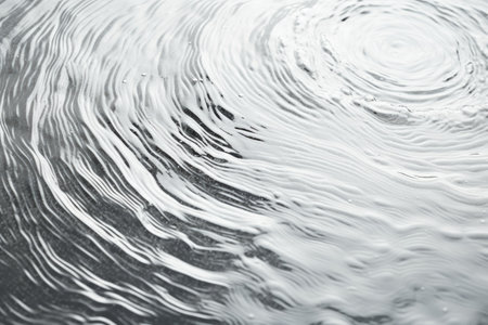 transparent gray clear calm water surface texture with splashes and bubbles.の素材