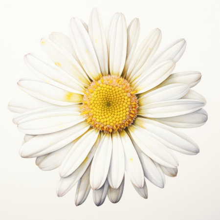 One watercolor daisy flower. Chamomile on white backgroundの素材