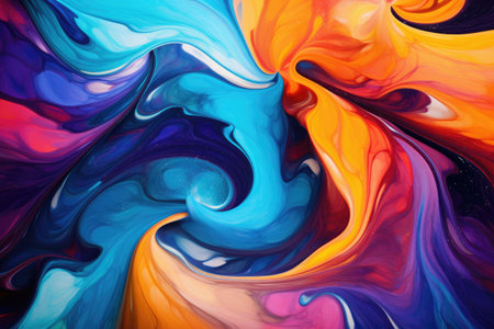 morphing fluid art abstract background. Wavy curly swirl blur paint.の素材