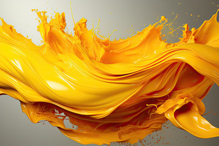 Splash of yellow liquid on light background. realistic abstract textureの素材