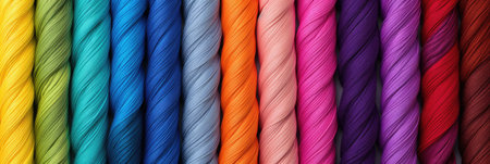 banner of colorful cotton craft threads. Generative AI contentの素材