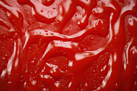 Macro texture of red ketchup. Tasty tomato sauce backgroundの素材