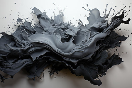 Splash of black liquid on light background. realistic abstract textureの素材
