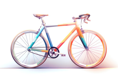Beautiful low poly bicycle on white background. Abstract illustrationの素材