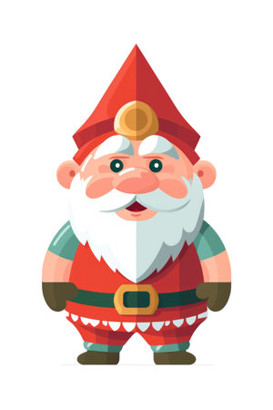 Simple illustration of christmas dwarf on white backgroundの素材