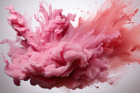 Splash of pink sand on white background. realistic abstract textureの素材