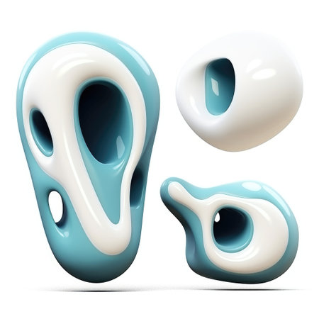 Colorful set of 3d abstract shapes in cartoon style on white backgroundの素材
