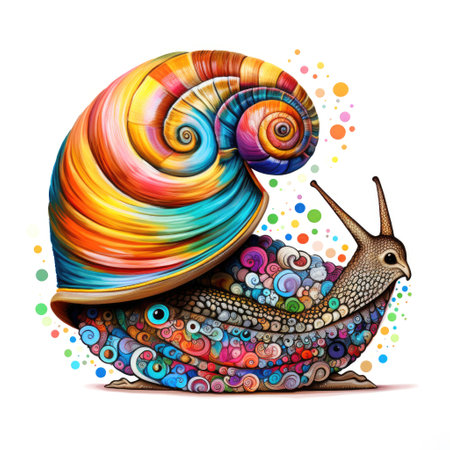 Colorful snail mandala art on white background. Design print for t-shirt, mug, pillow, sticker, case, emblem, tattoo, embroidery and puzzleの素材