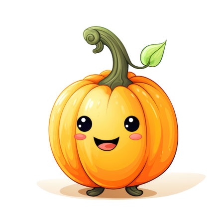Cute cartoon 3d character squash with eyes. Illustration on white backgroundの素材