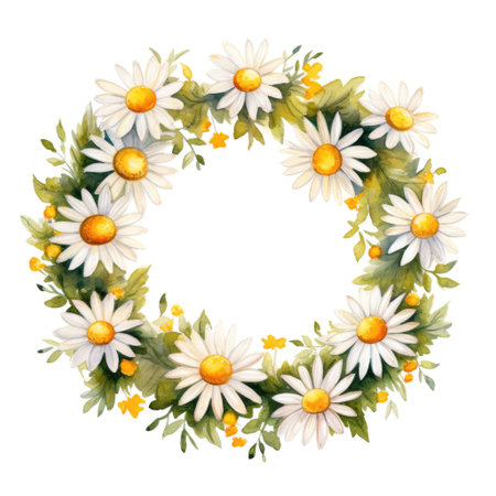 watercolor holly wreath with red berries on white backgroundの素材
