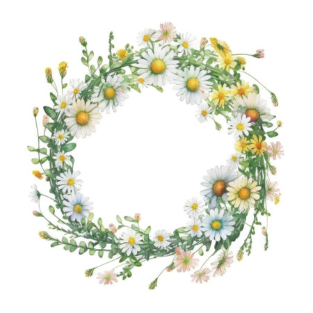 watercolor holly wreath with red berries on white backgroundの素材