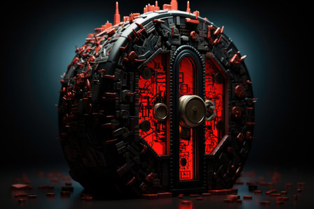 metal lock with secret code in futuristic design. Security password conceptの素材