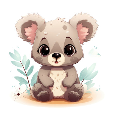 Cute cartoon 3d character koala bear. Illustration on white backgroundの素材