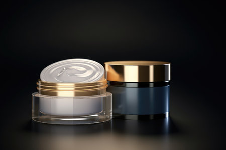 Cosmetic cream luxury blank jar mock up on minimal backgroundの素材