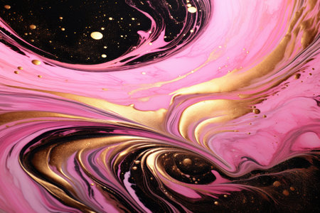 Decorative swirls morphing abstract fluid art. Colorful artistic texture for background. Generative AI contentの素材