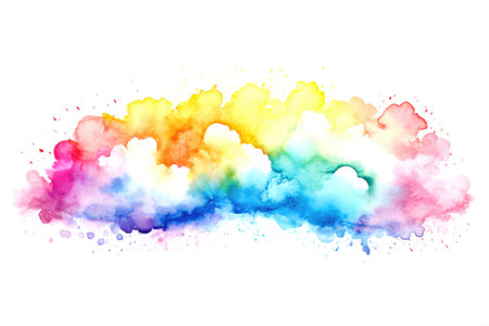 Watercolor rainbow abstract waves on white backgroundの素材