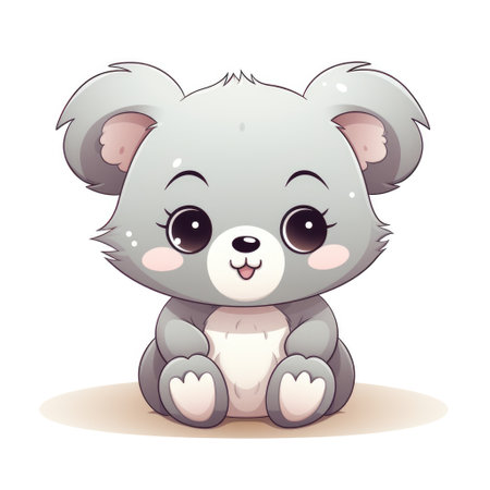 Cute cartoon 3d character koala bear. Illustration on white backgroundの素材