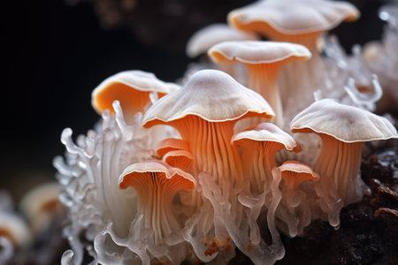 Texture of Fungus mycelium in natural colors. Mushrooms for backgroundの素材
