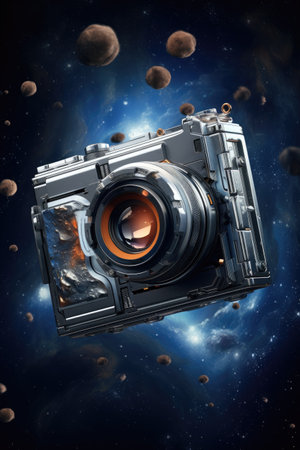 Futuristic Photo camera in fantasy outer spaceの素材