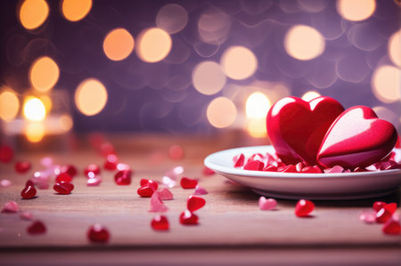 saint valentine's day background with copy space. Holiday love festive backdrop with heartsの素材