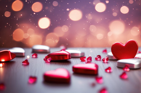 saint valentine's day background with copy space. Holiday love festive backdrop with heartsの素材