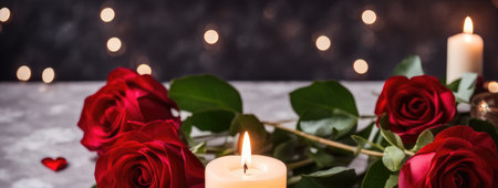 table setting for dating. saint valentine's day holiday love concept with hearts and candiesの素材