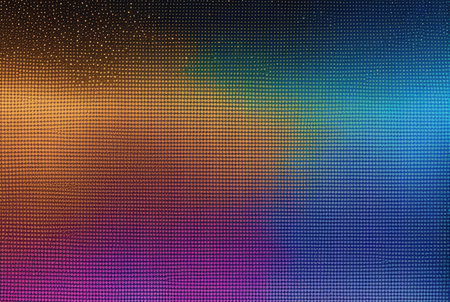 Vibrant halftone dot gradient transitioning from cool to warm huesの素材