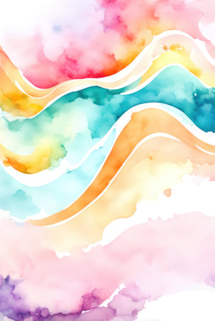 Dreamy pastel watercolor blending with soft transitions and delicate splattersの素材