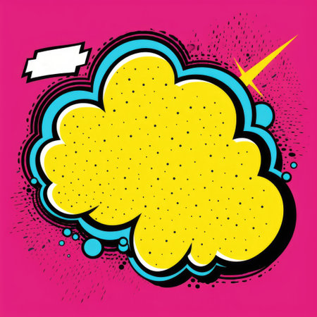 A bold yellow comic explosion against a magenta backdropの素材