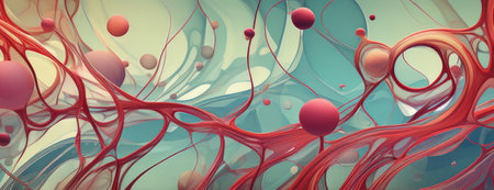 Dynamic Biomorphic Abstract with Fluid Lines in Pink and Blue Tonesの素材