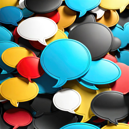 Assorted Set 3D Speech Bubbles on Dark Backgroundの素材