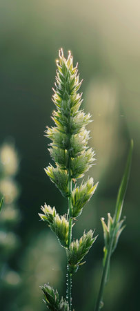 Serene Close-Up of Delicate Wildflowers in Golden Hour Light.の素材