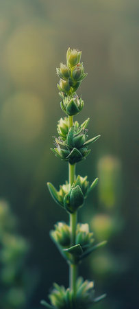 Serene Close-Up of Delicate Wildflowers in Golden Hour Light.の素材