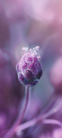 Close-up of Vibrant Pink and Purple Flower with Soft Bokeh Background.の素材