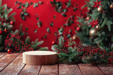 Festive Christmas Decorations with Glittering Lights and Ornaments.の素材