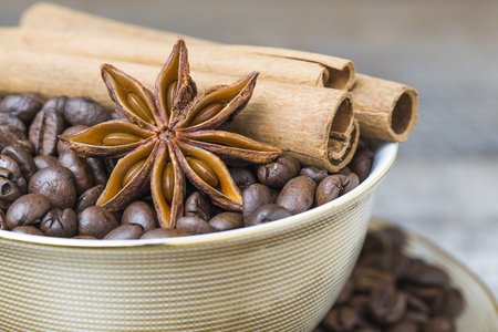 Close up to grains in a bowlの写真素材