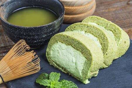 Green Tea cake, green teaの写真素材