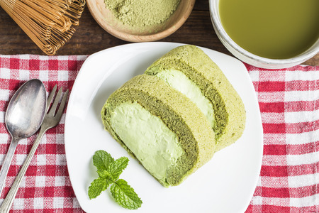 Green Tea cake, green teaの写真素材