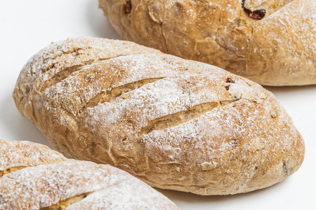 Close up shot of bread. Isolated on white background.